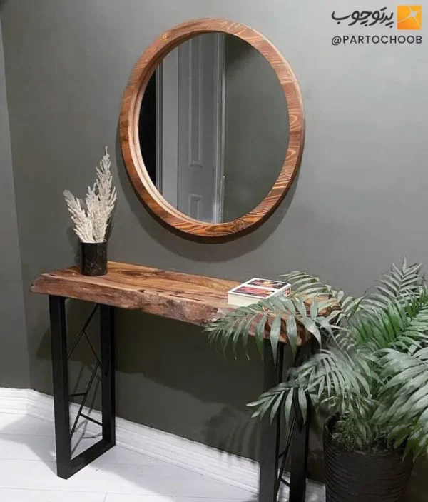 سفارش آینه گرد چوبی
