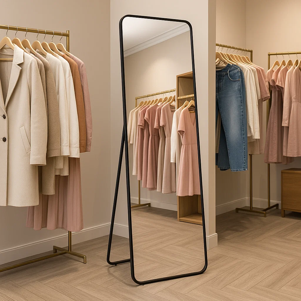 آینه قدی برای بوتیک و مزون | چه آینهای برای فروشگاه لباس بخریم؟ 8 store mirror interior design