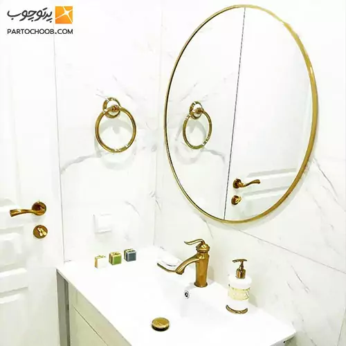 آینه گرد طلایی مینیمال
