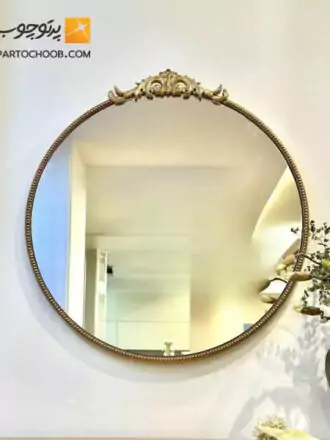 آینه گرد کلاسیک چوبی